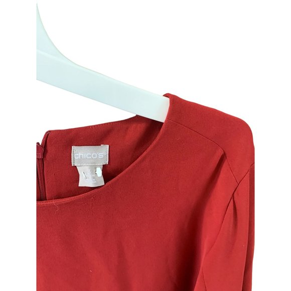 Chicos Womens Size 3 XL 3/4 Sleeve Blouse Rust Shirt Top Button Sleeve Detail Ba - Picture 3 of 4